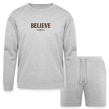 Believe - Bella + Canvas Unisex Sweatshirt & Short Set - heather gray