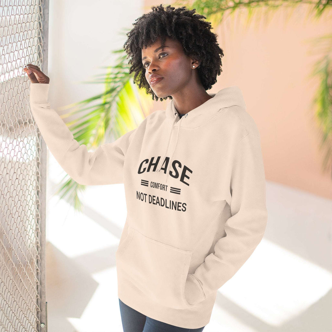 Chase Comfort, Not Deadlines - Three-Panel Fleece Hoodie