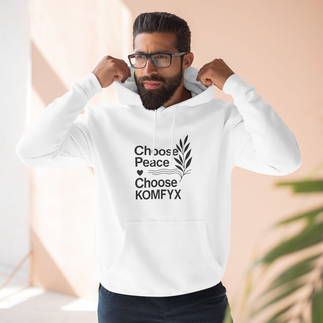 Choose Peace, Choose KOMFYX - Three-Panel Fleece Hoodie