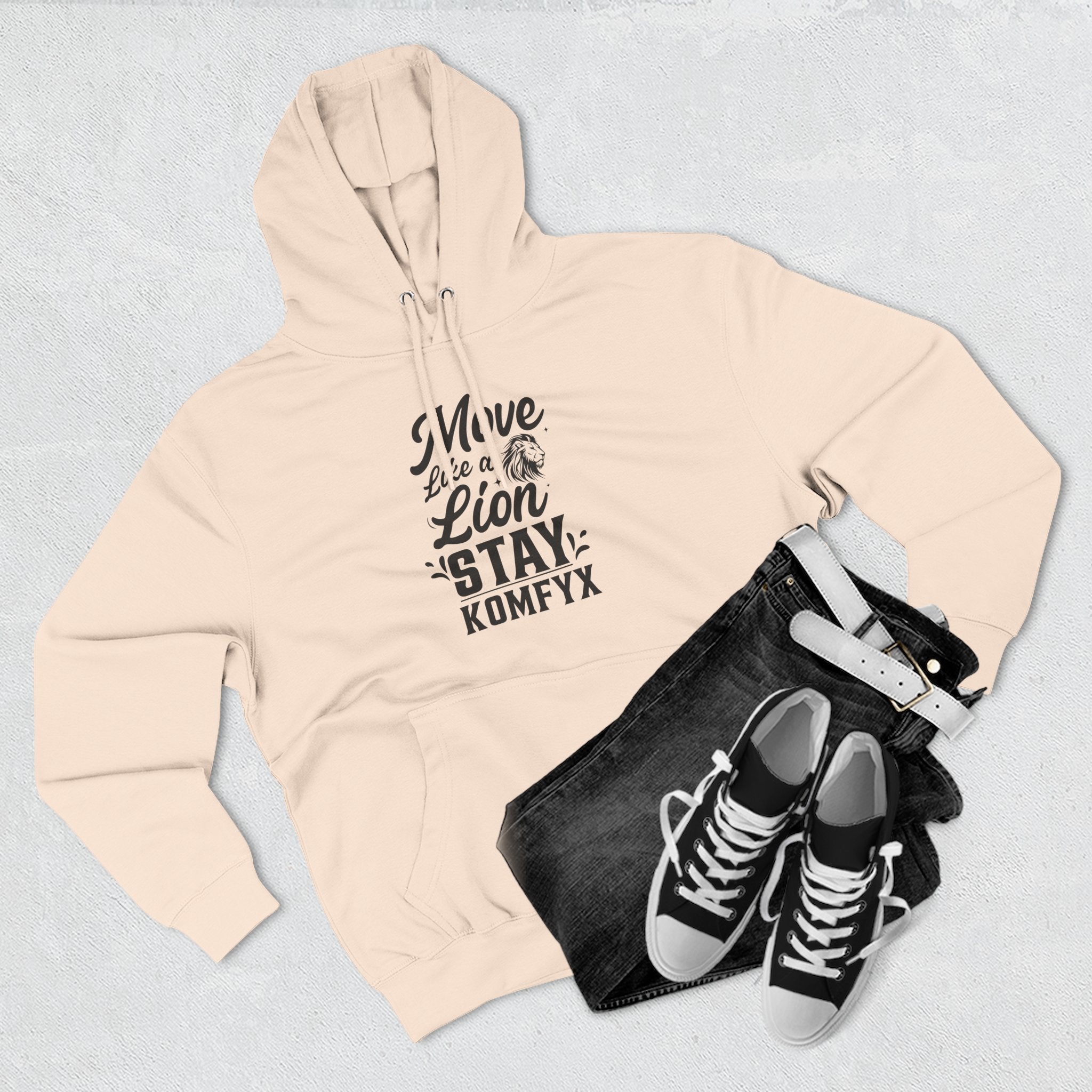 Move like a lion - Three-Panel Fleece Hoodie