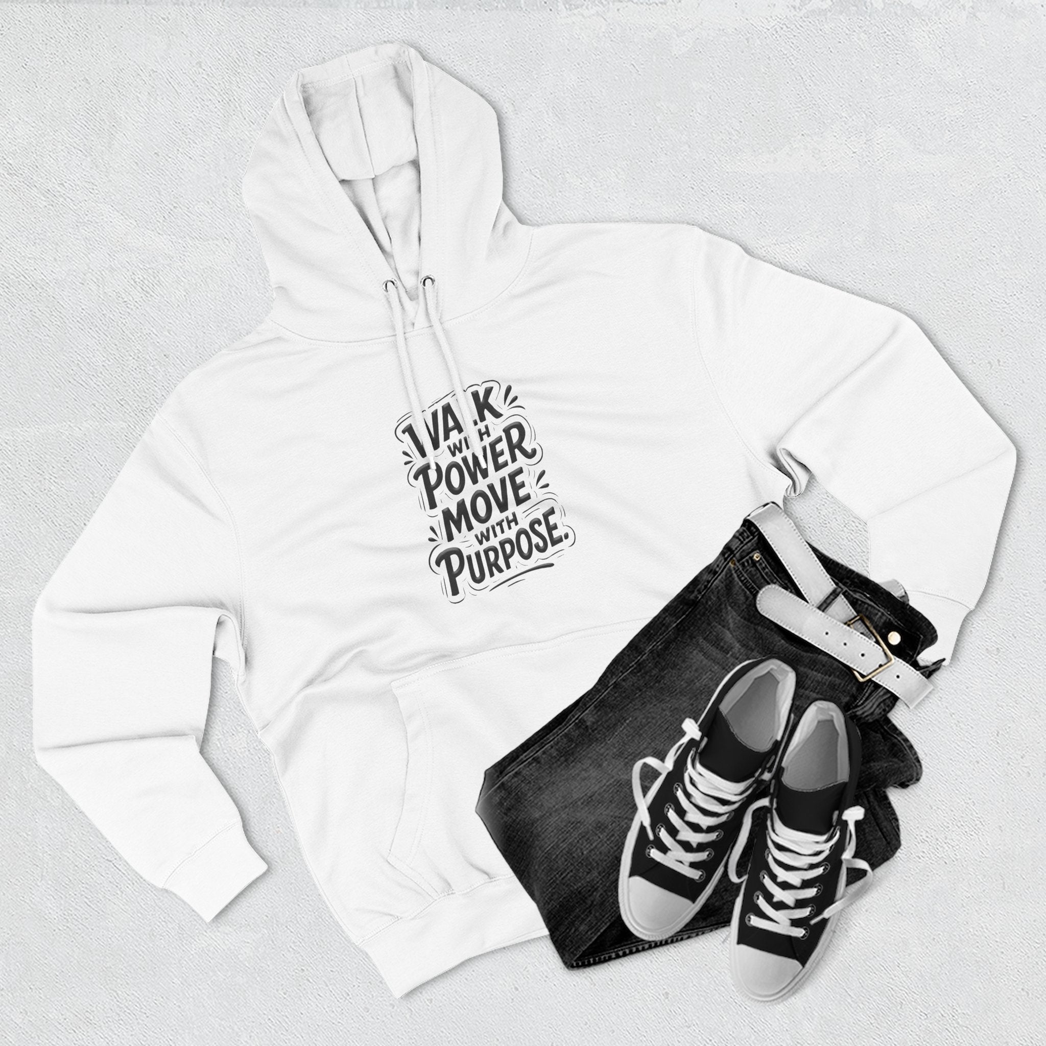 Walk with power, Move with purpose - Three-Panel Fleece Hoodie