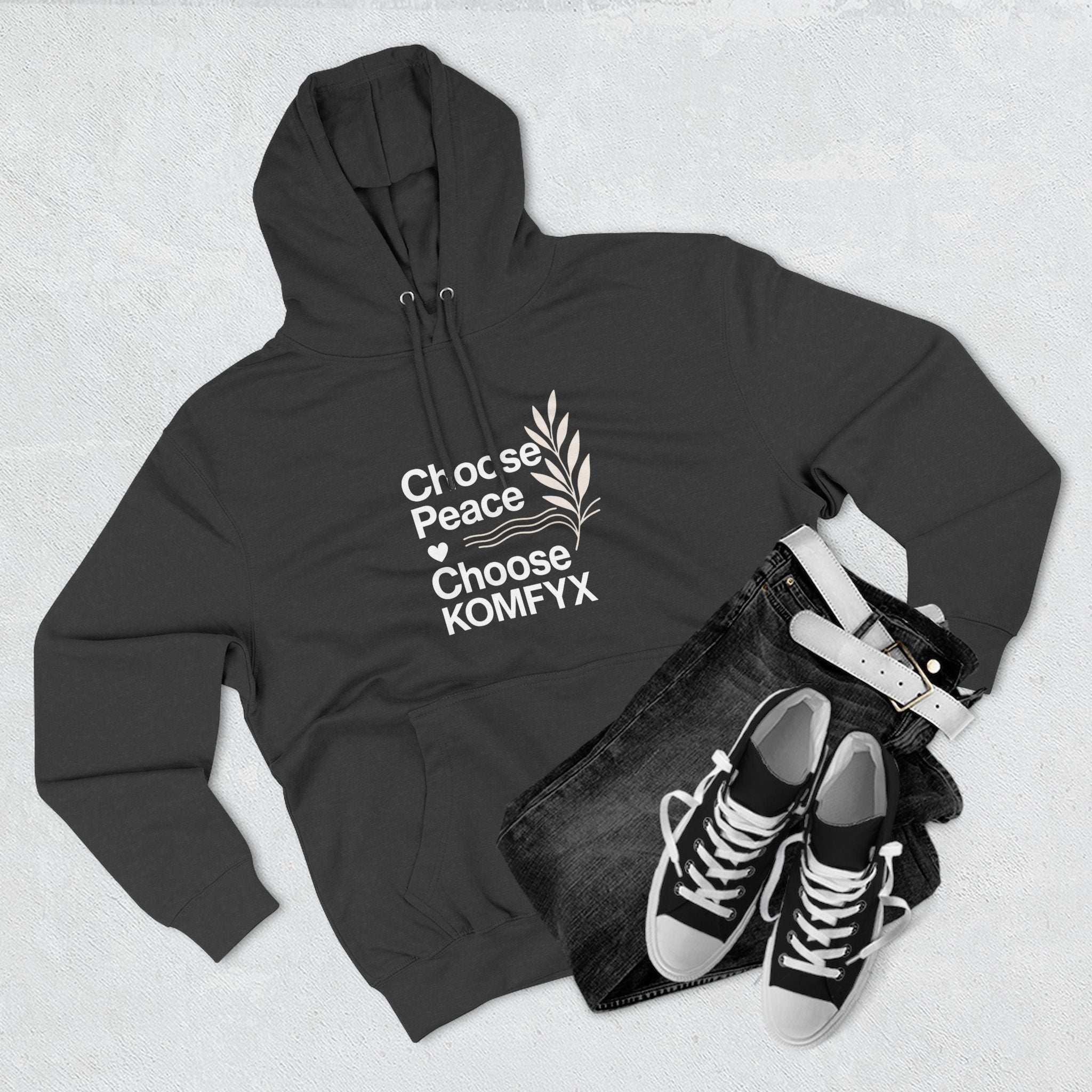 Choose Peace, Choose KOMFYX - Three-Panel Fleece Hoodie