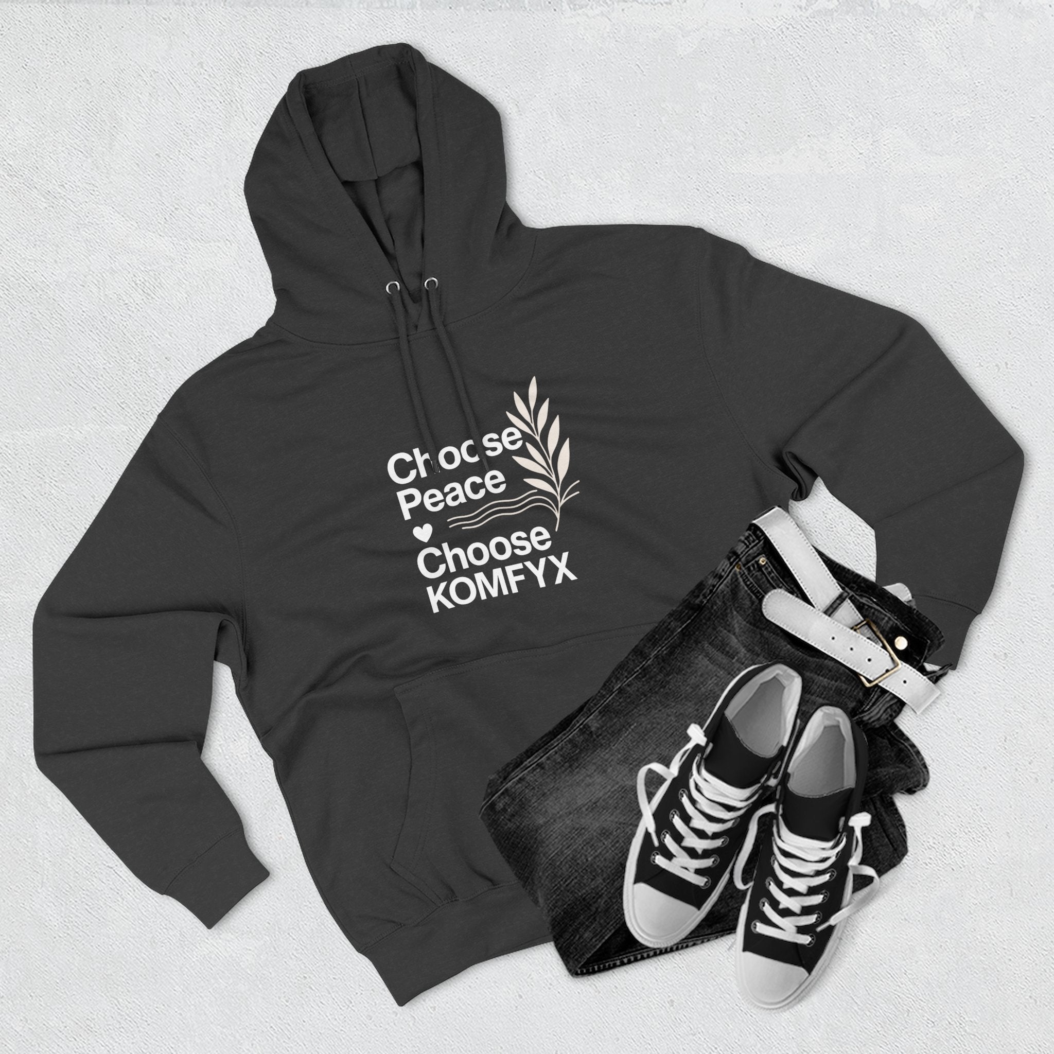 Choose Peace, Choose KOMFYX - Three-Panel Fleece Hoodie