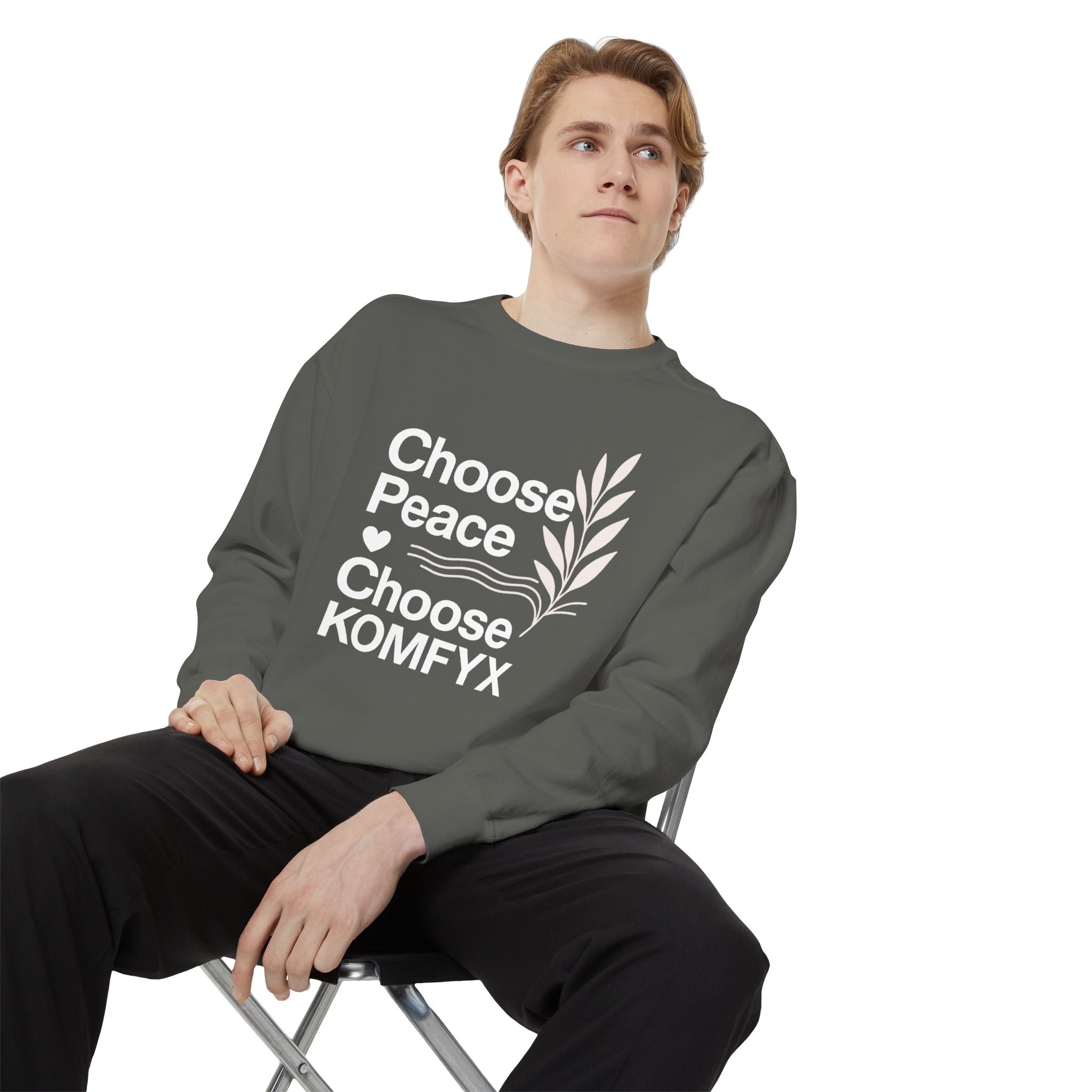 Choose Peace, Choose KOMFYX - Garment-Dyed Sweatshirt