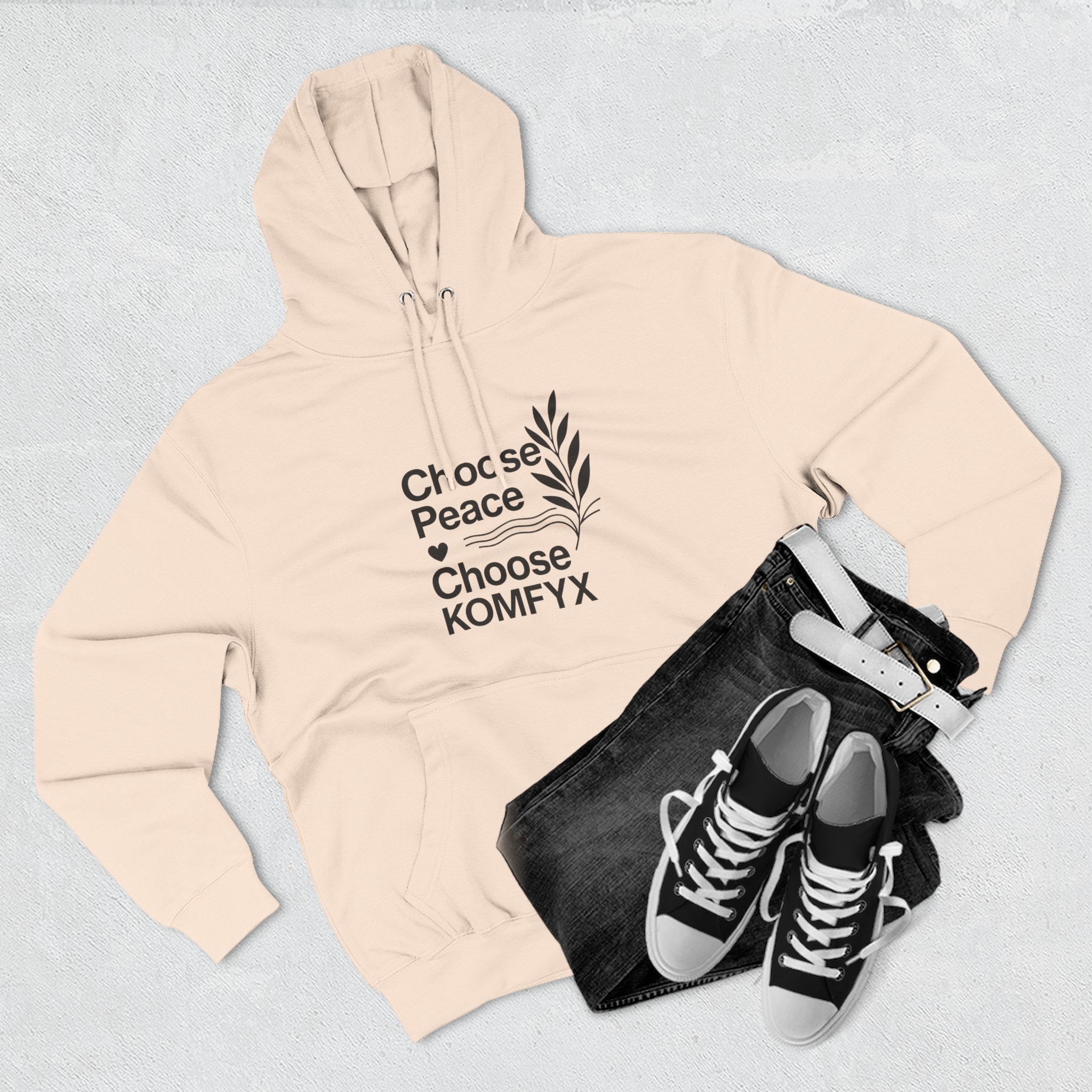 Choose Peace, Choose KOMFYX - Three-Panel Fleece Hoodie