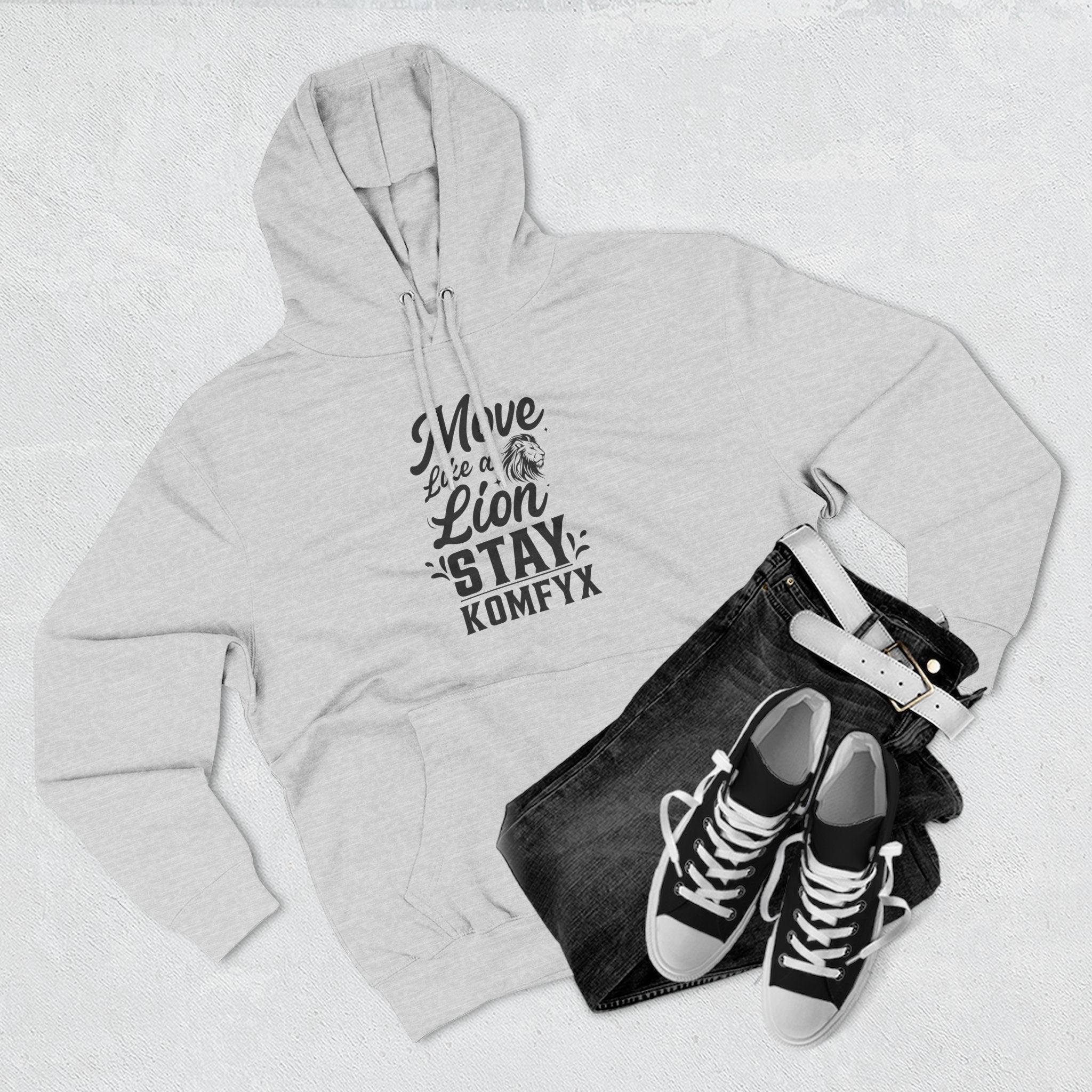 Move like a lion - Three-Panel Fleece Hoodie