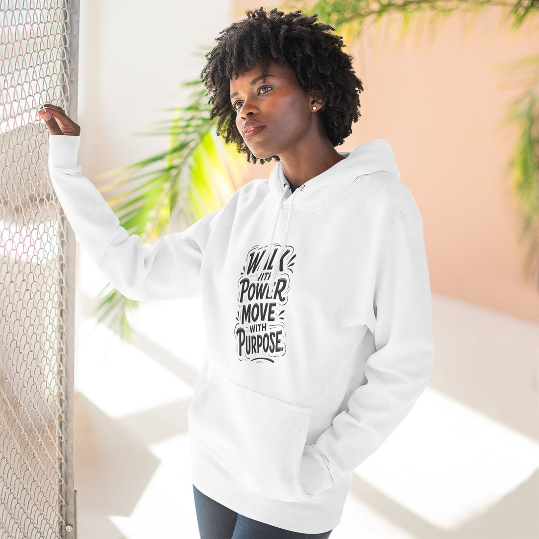 Walk with power, Move with purpose - Three-Panel Fleece Hoodie