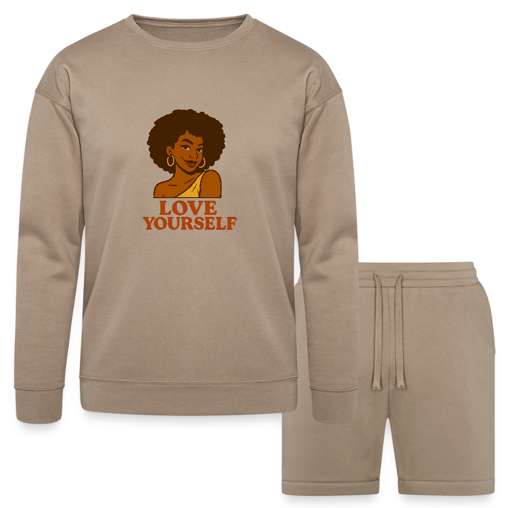 Love Yourself - Bella + Canvas Unisex Sweatshirt & Short Set - tan