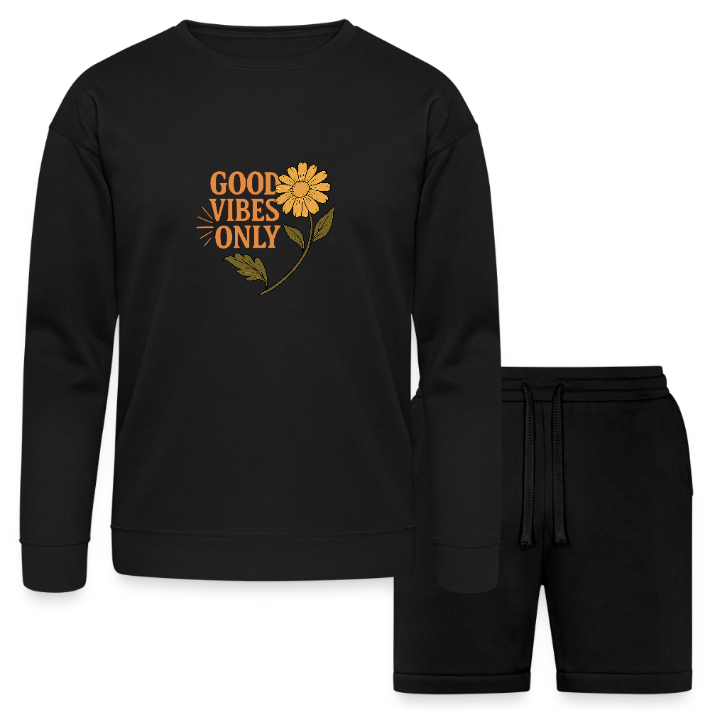 Good Vibes Only - Bella + Canvas Unisex Sweatshirt & Short Set - black