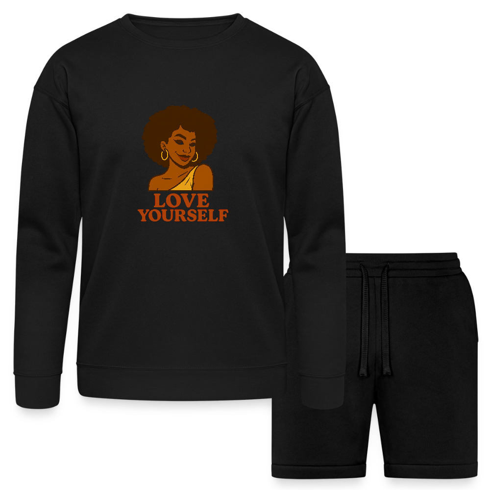 Love Yourself - Bella + Canvas Unisex Sweatshirt & Short Set - black