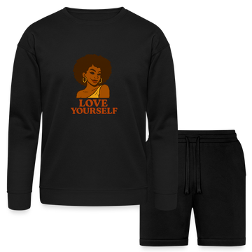 Love Yourself - Bella + Canvas Unisex Sweatshirt & Short Set - black
