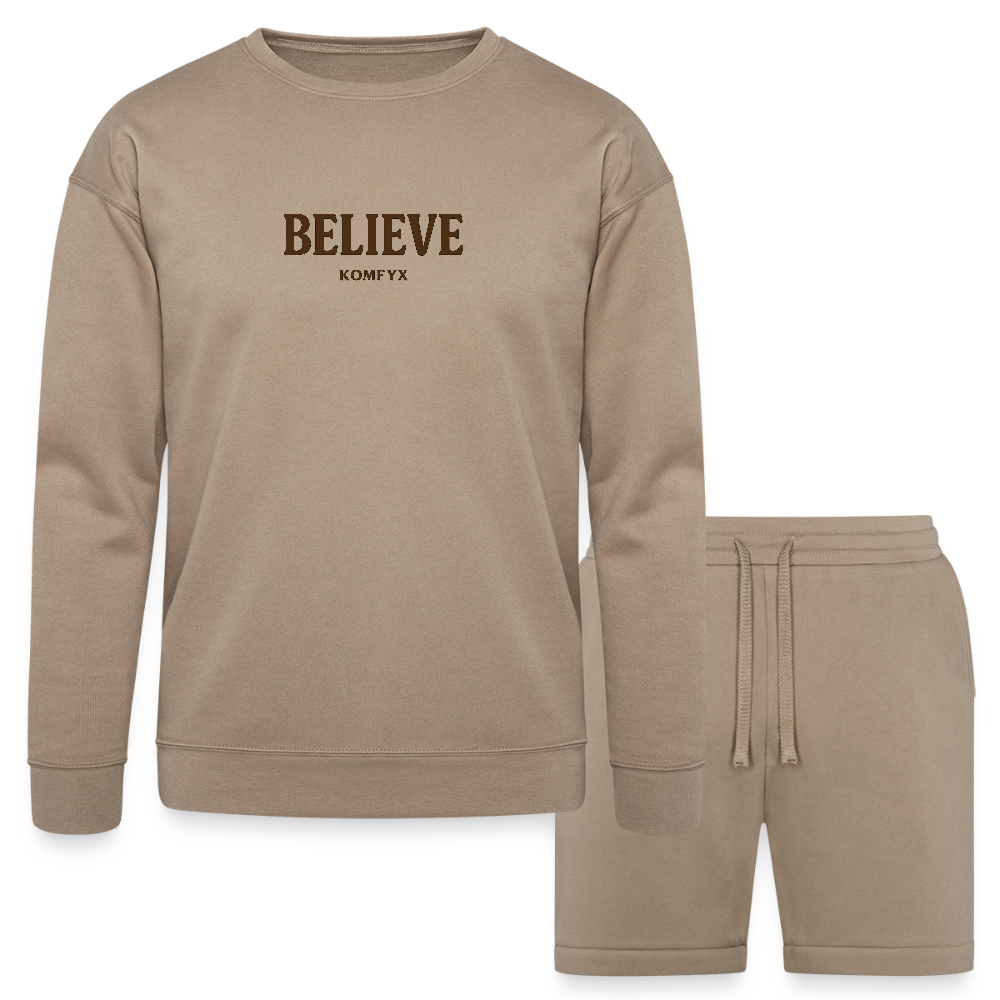 Believe - Bella + Canvas Unisex Sweatshirt & Short Set - heather gray