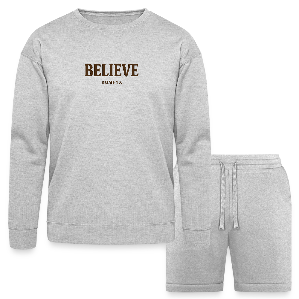 Believe - Bella + Canvas Unisex Sweatshirt & Short Set - heather gray