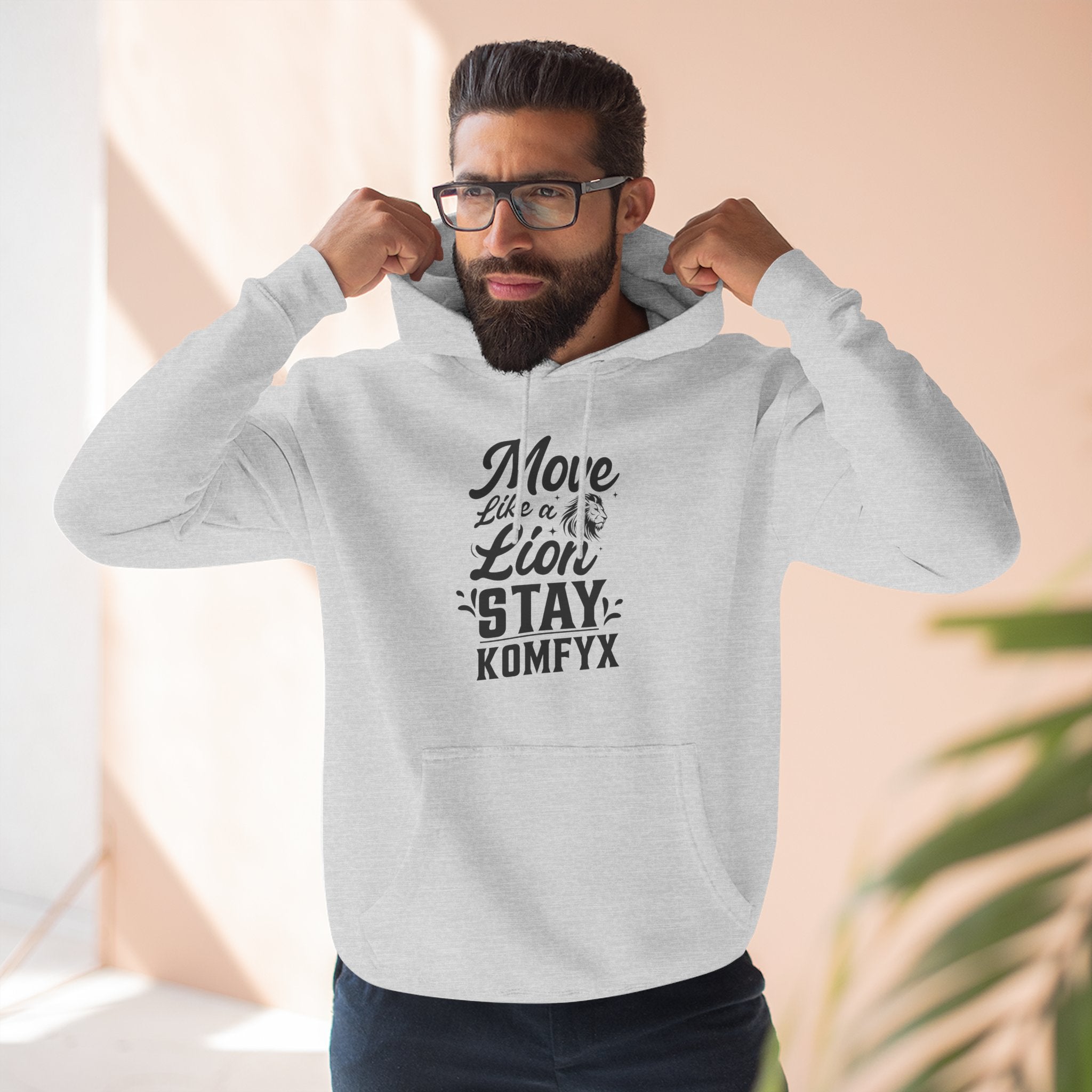 Move like a lion - Three-Panel Fleece Hoodie