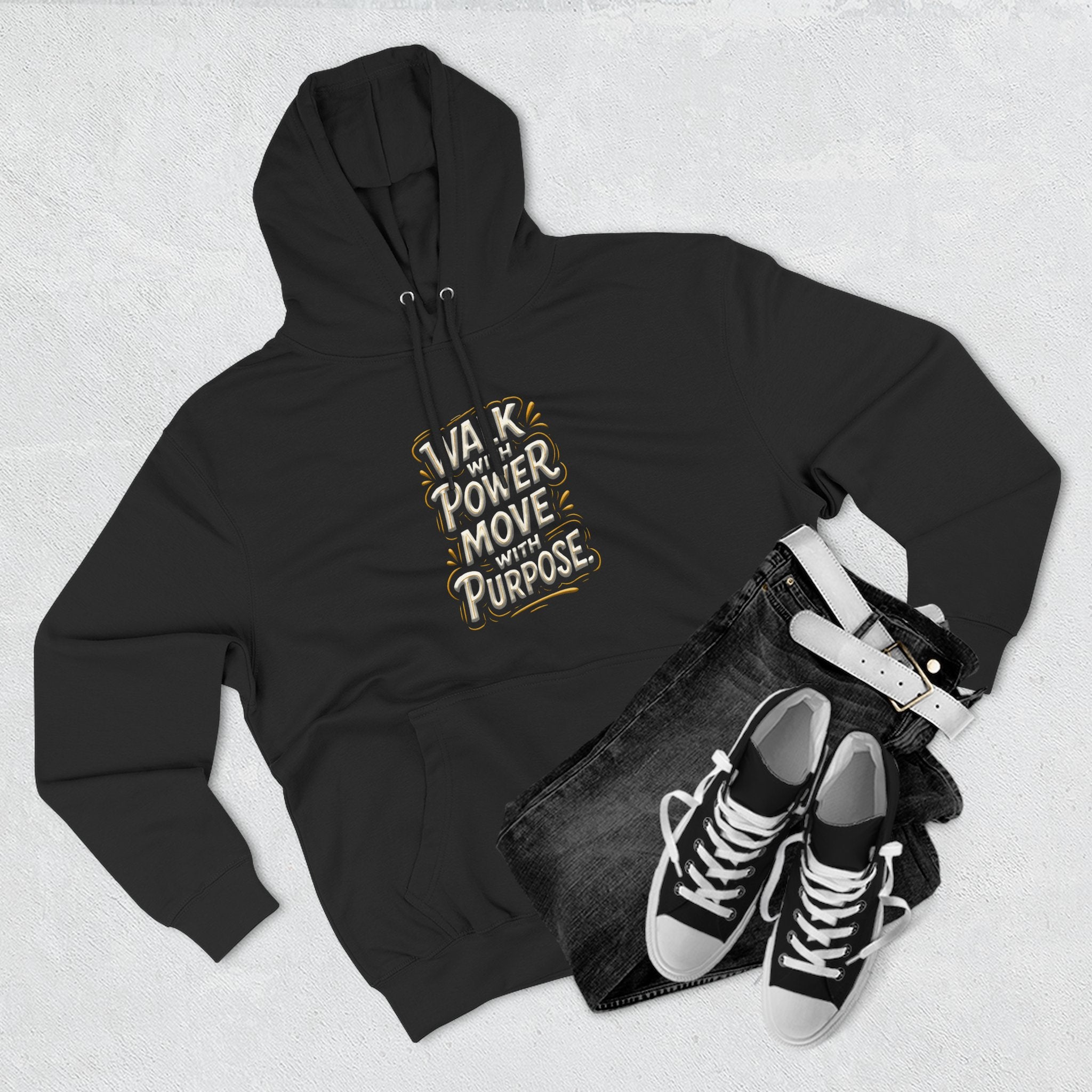 Walk with power, Move with purpose - Three-Panel Fleece Hoodie