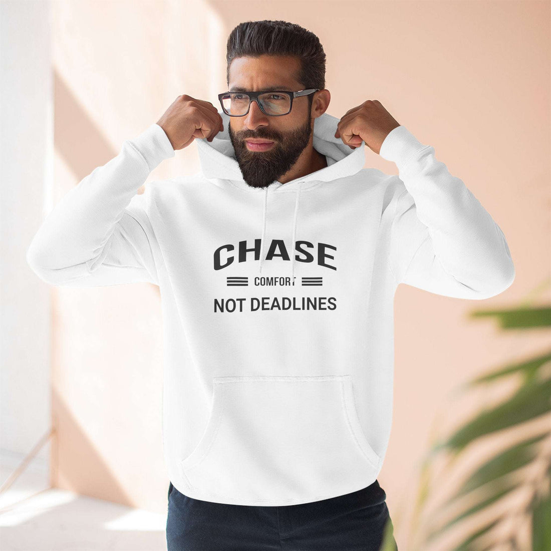 Chase Comfort, Not Deadlines - Three-Panel Fleece Hoodie