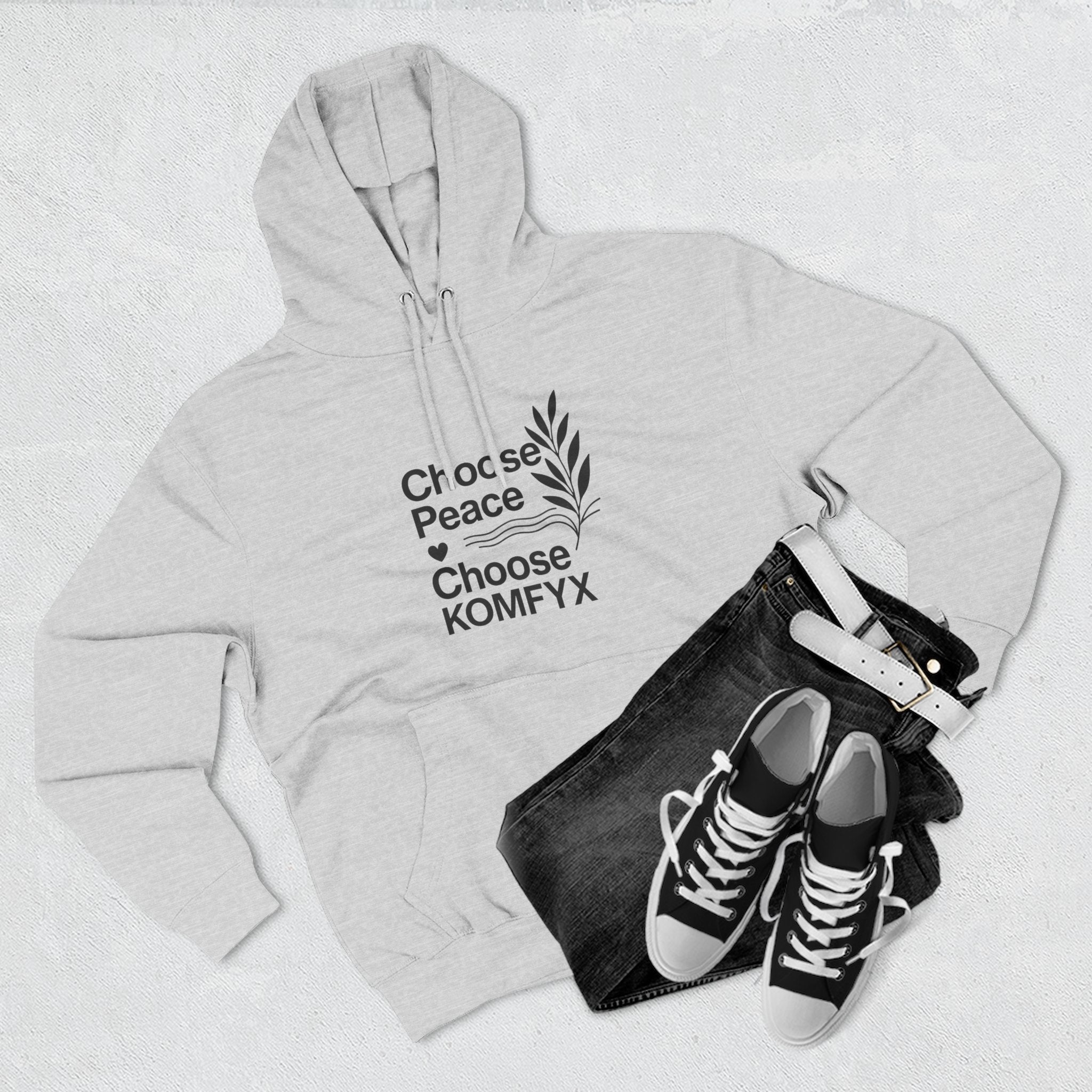 Choose Peace, Choose KOMFYX - Three-Panel Fleece Hoodie