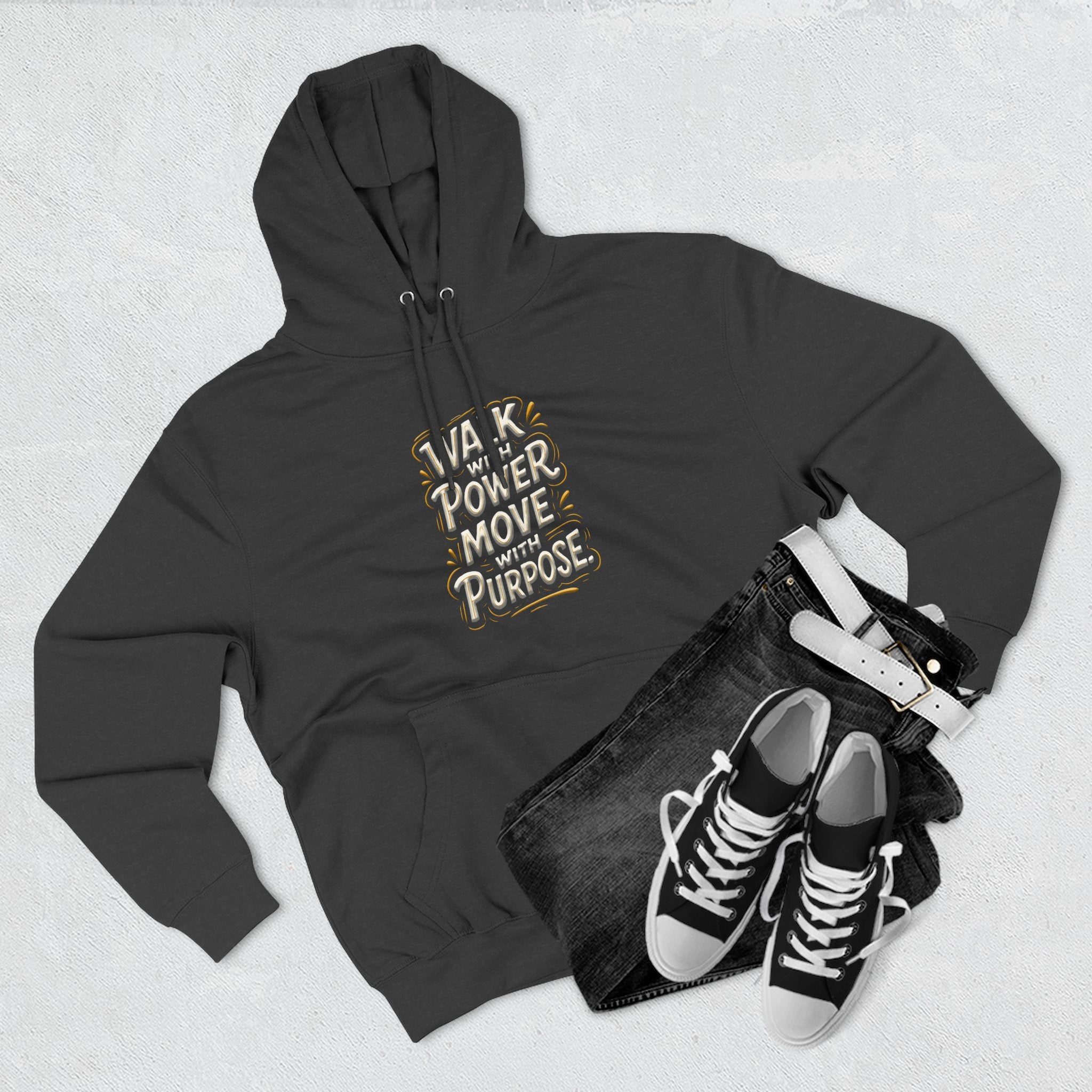 Walk with power, Move with purpose - Three-Panel Fleece Hoodie