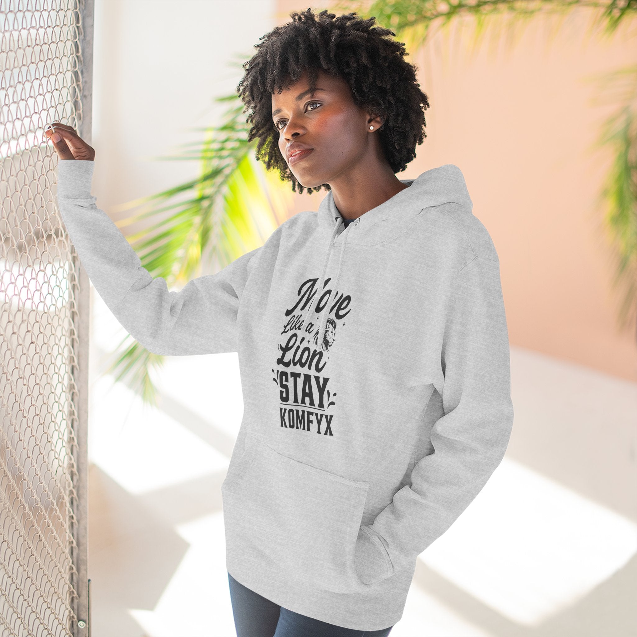 Move like a lion - Three-Panel Fleece Hoodie