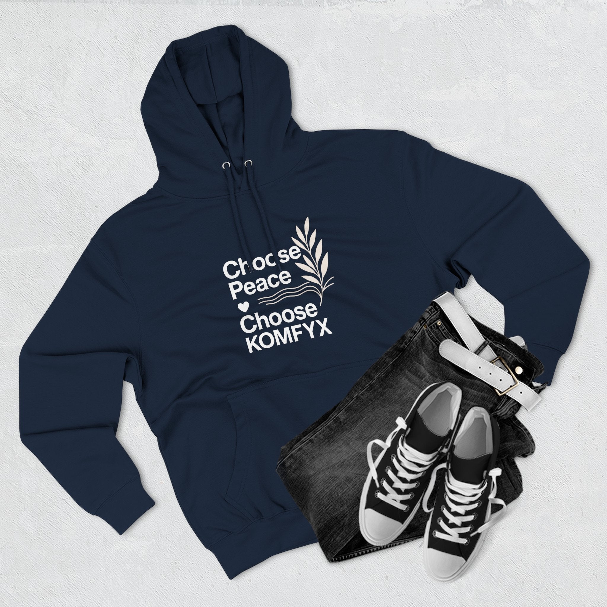 Choose Peace, Choose KOMFYX - Three-Panel Fleece Hoodie
