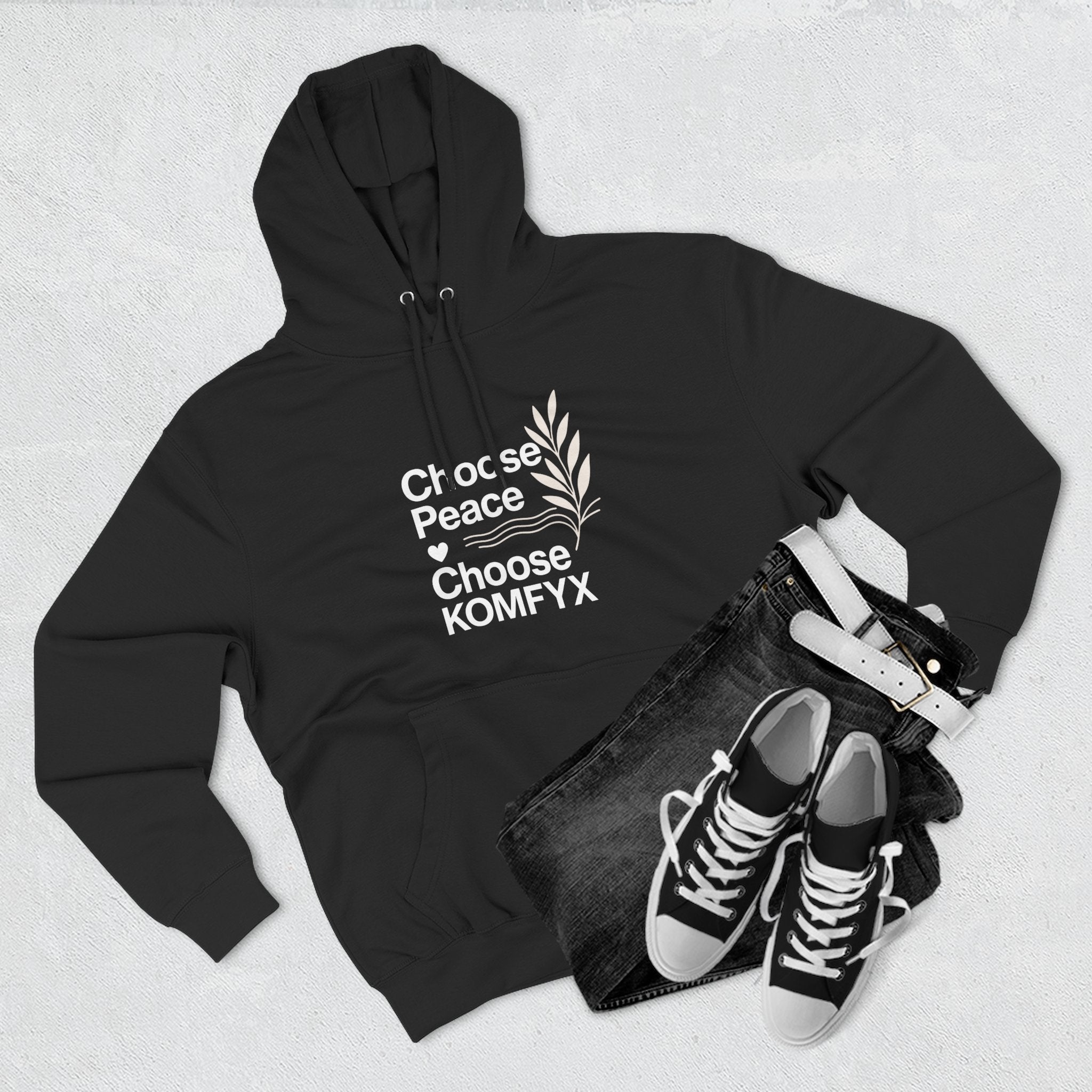 Choose Peace, Choose KOMFYX - Three-Panel Fleece Hoodie