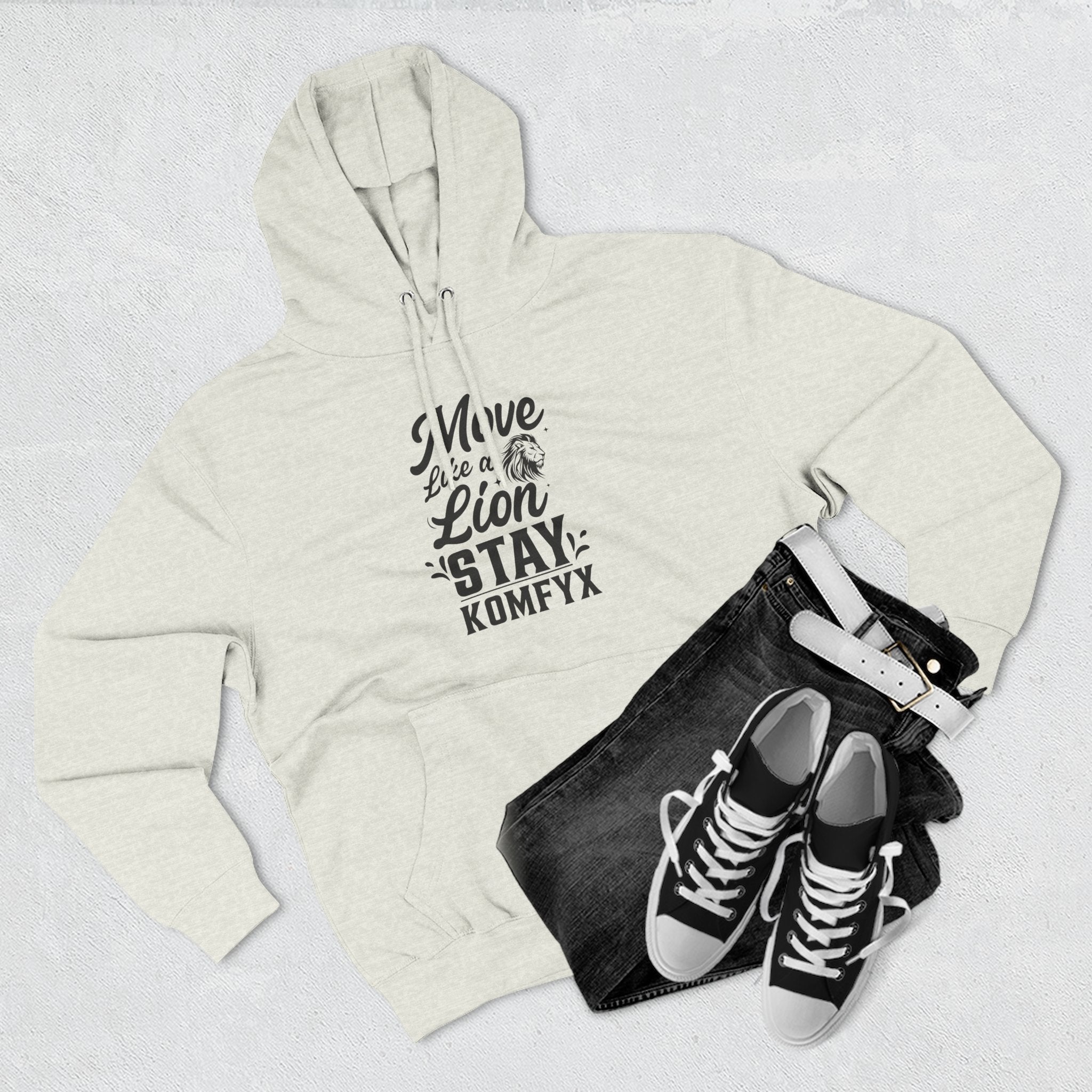 Move like a lion - Three-Panel Fleece Hoodie